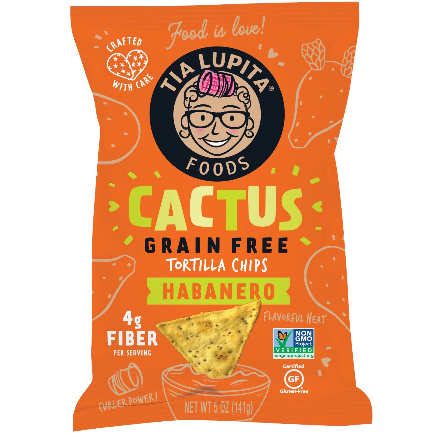 Tia Lupita Foods Cactus Tortilla Chips, Habanero