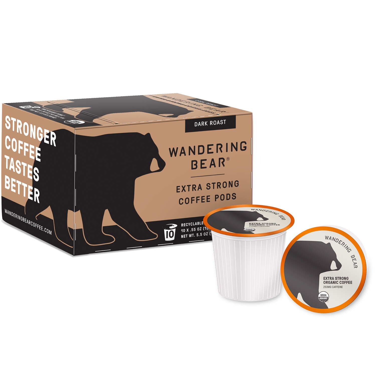 Wandering Bear Extra Strong Coffee Pods, Dark Roast