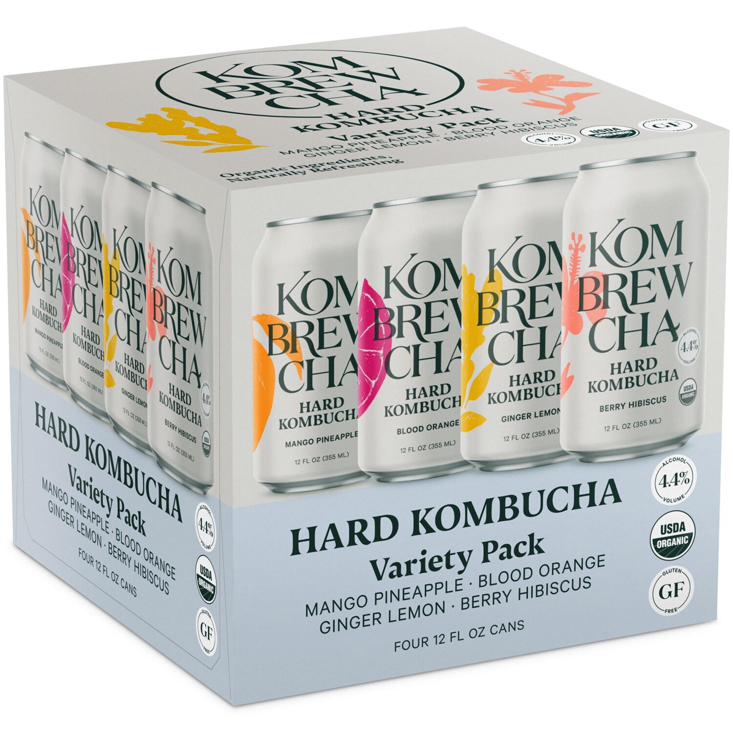 Kombrewcha Hard Kombucha Variety Pack, Cans