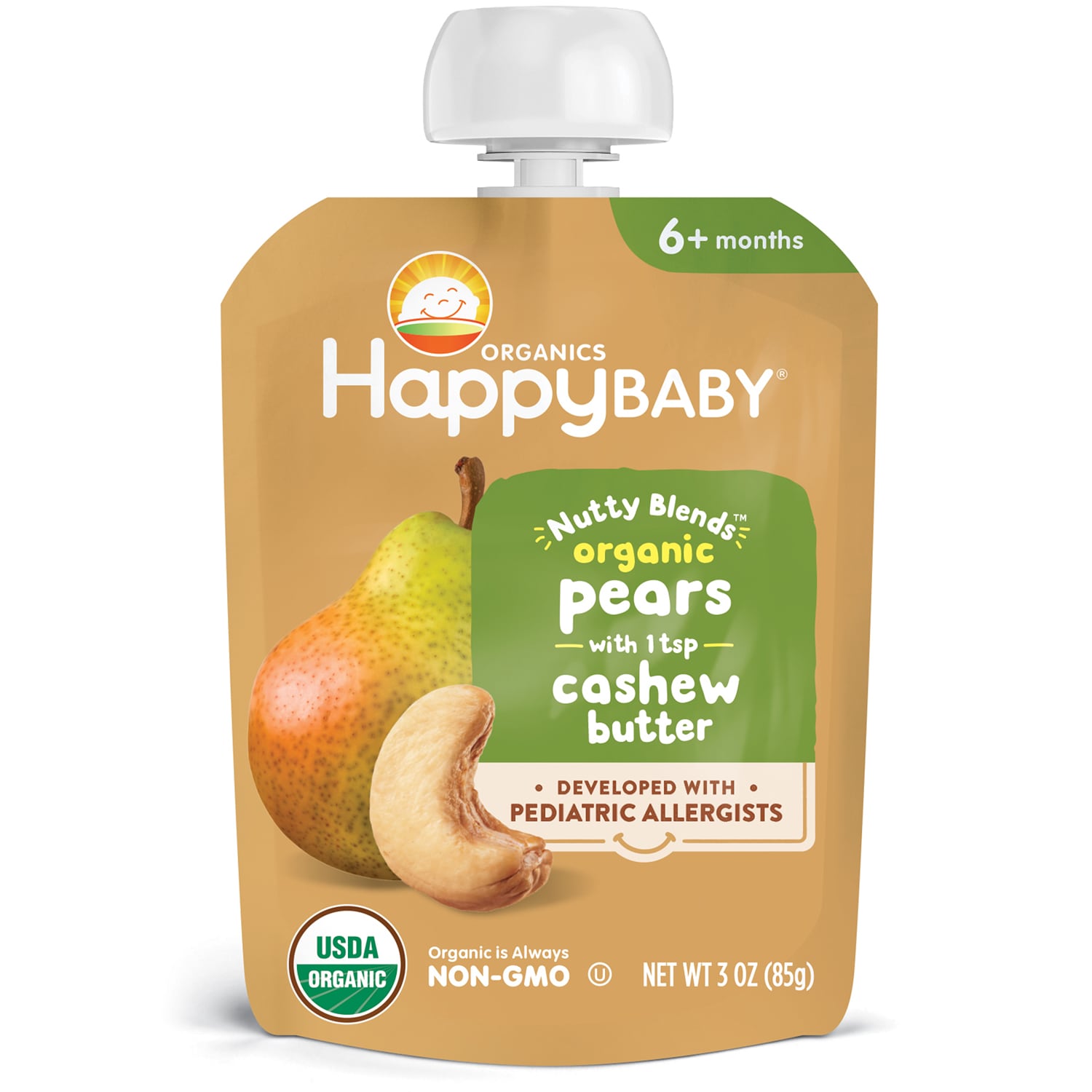 Happy Family Happy Baby Organic Nutty Blends, Pears & Cashew Butter