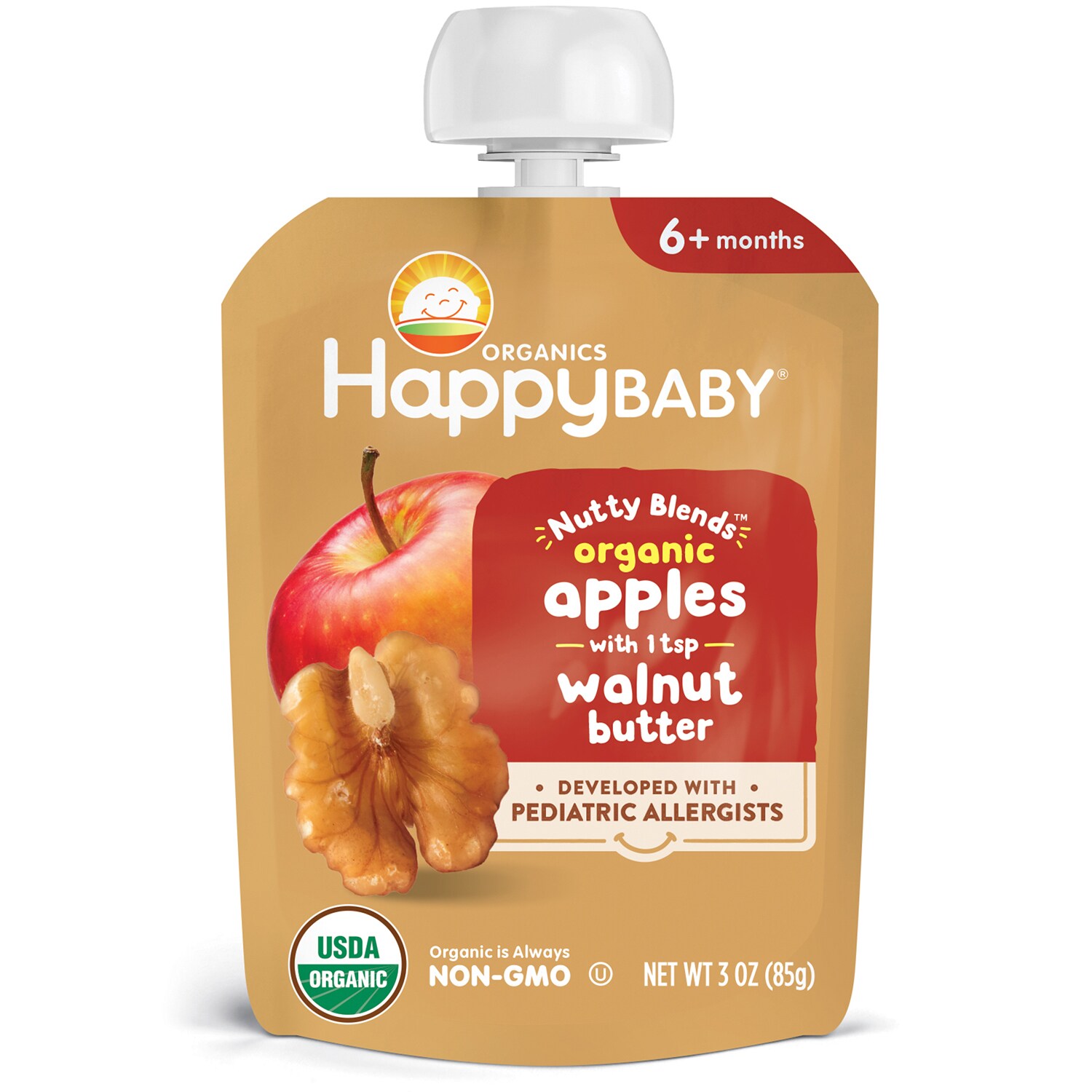 Happy Family Happy Baby Organic Nutty Blends, Apples & Walnut Butter