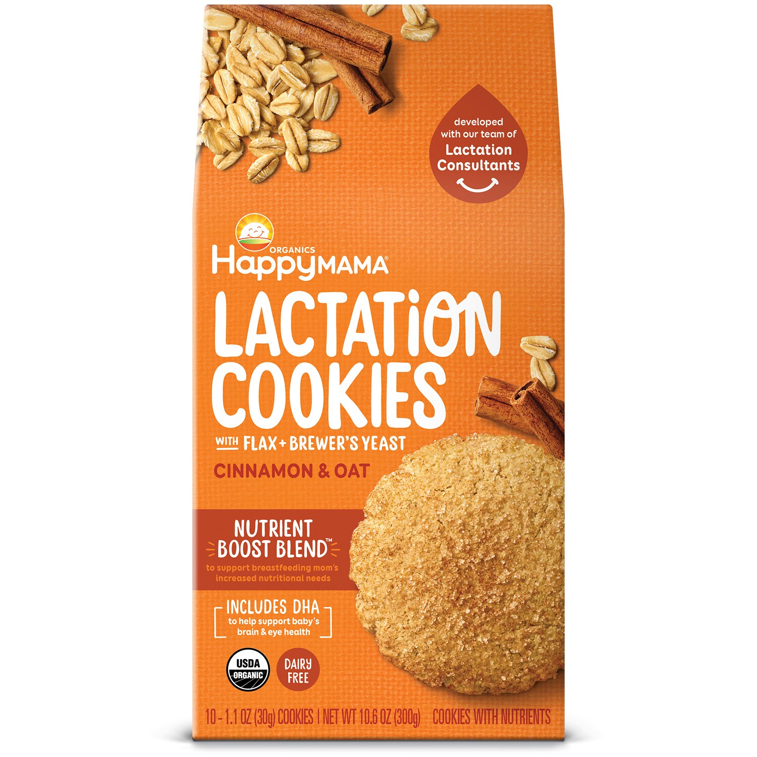 Happy Family Happy Mama Organic Lactation Cookies, Cinnamon & Oat