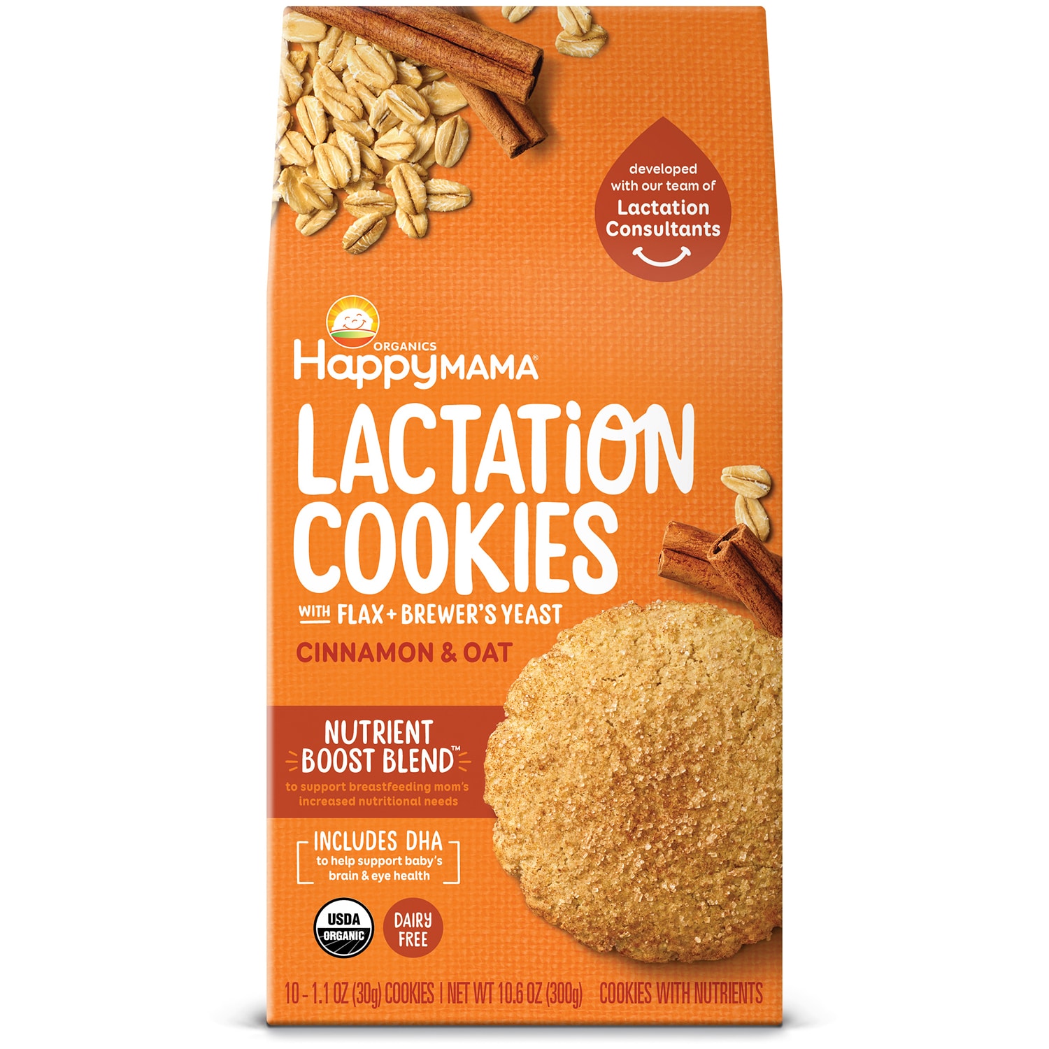 Happy Family Happy Mama Organic Lactation Cookies, Cinnamon & Oat