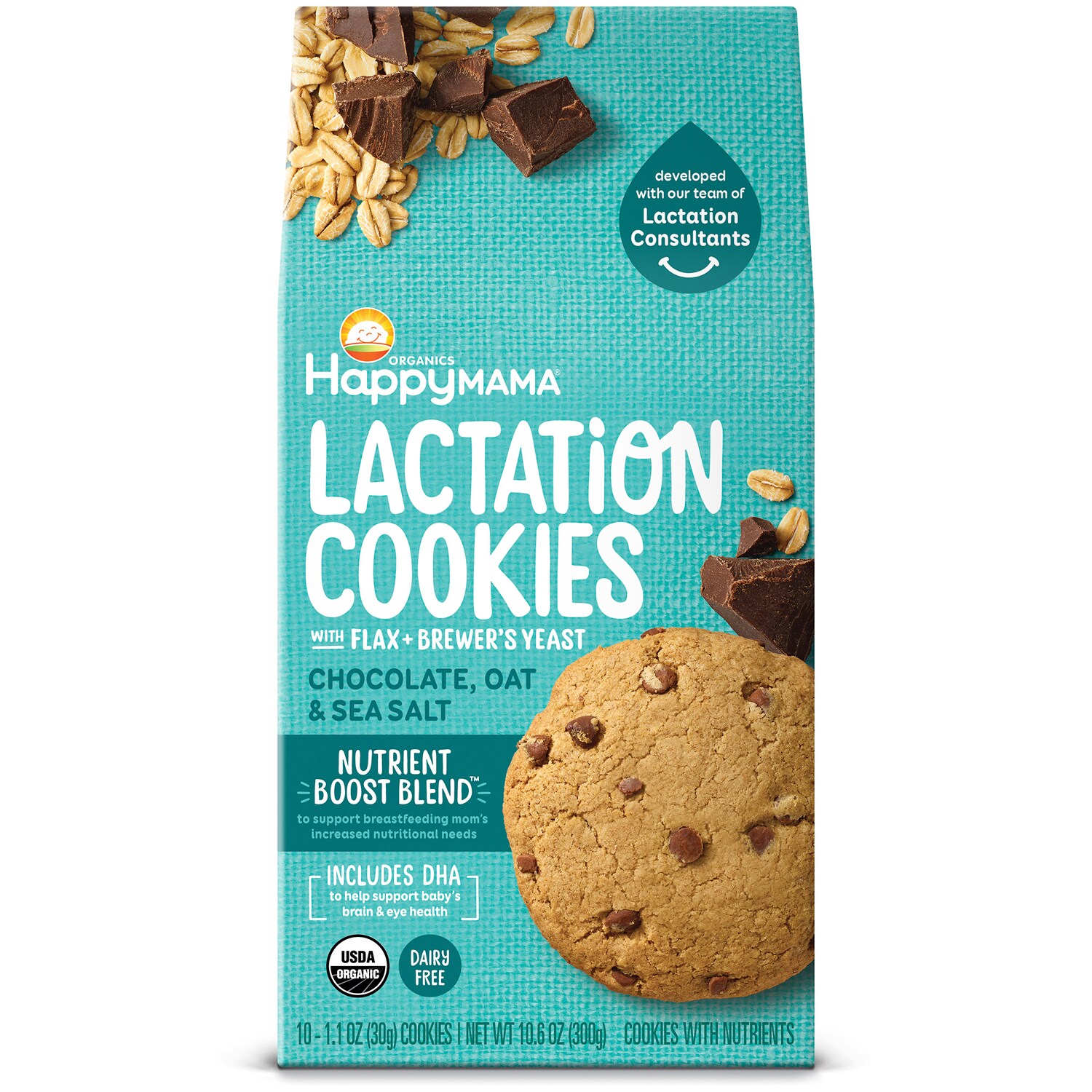 Happy Family Happy Mama Organic Lactation Cookies, Chocolate, Oat & Sea Salt
