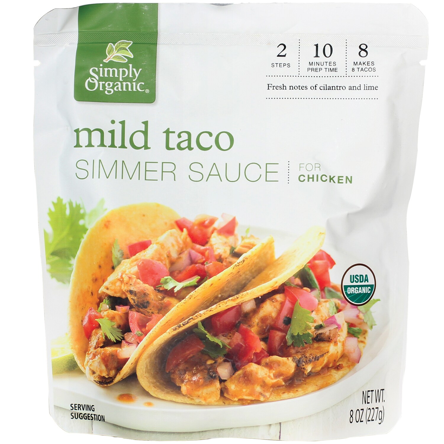 Simply Organic Simmer Sauce for Chicken, Mild Taco