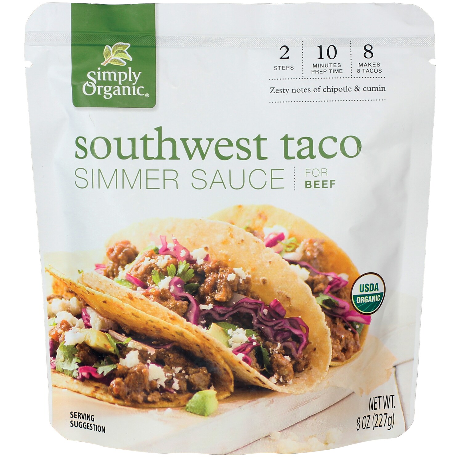 Simply Organic Simmer Sauce for Beef, Southwest Taco