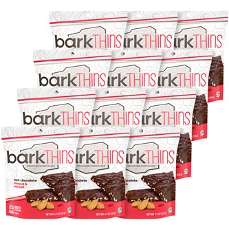 Barkthins Snacking Chocolate, Dark Chocolate Almond & Sea Salt, Case
