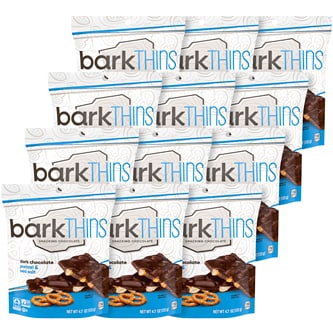 Barkthins Snacking Chocolate, Dark Chocolate Pretzel & Sea Salt, Case