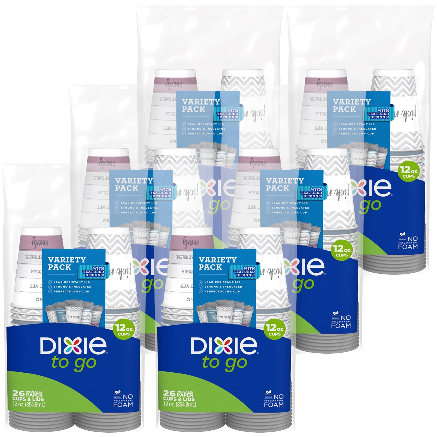 Dixie To Go, Cups and Lids, 12oz