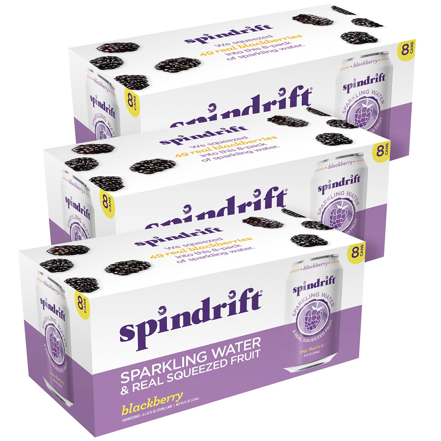 Spindrift Sparkling Water, Blackberry, Cans