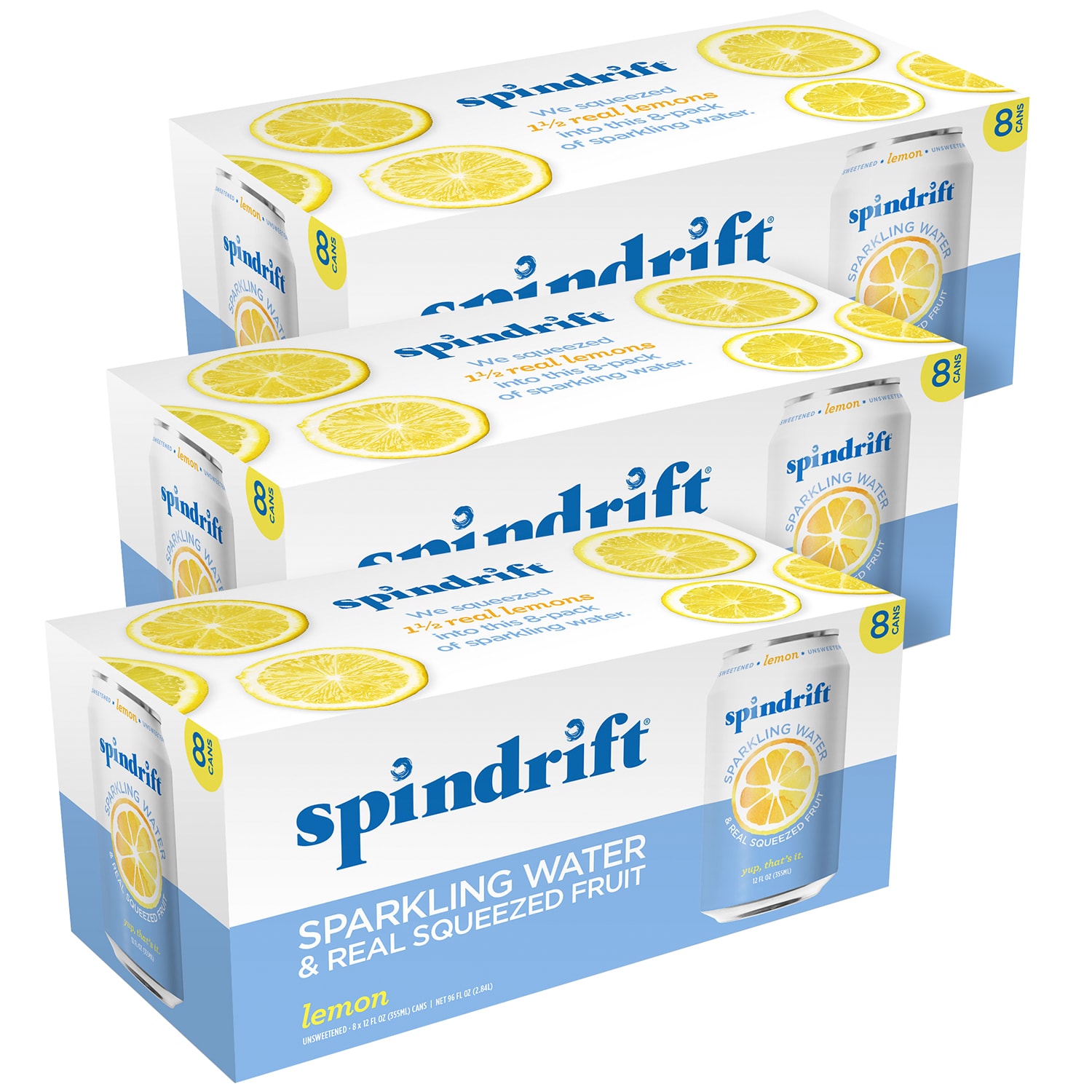 Spindrift Sparkling Water, Lemon, Cans