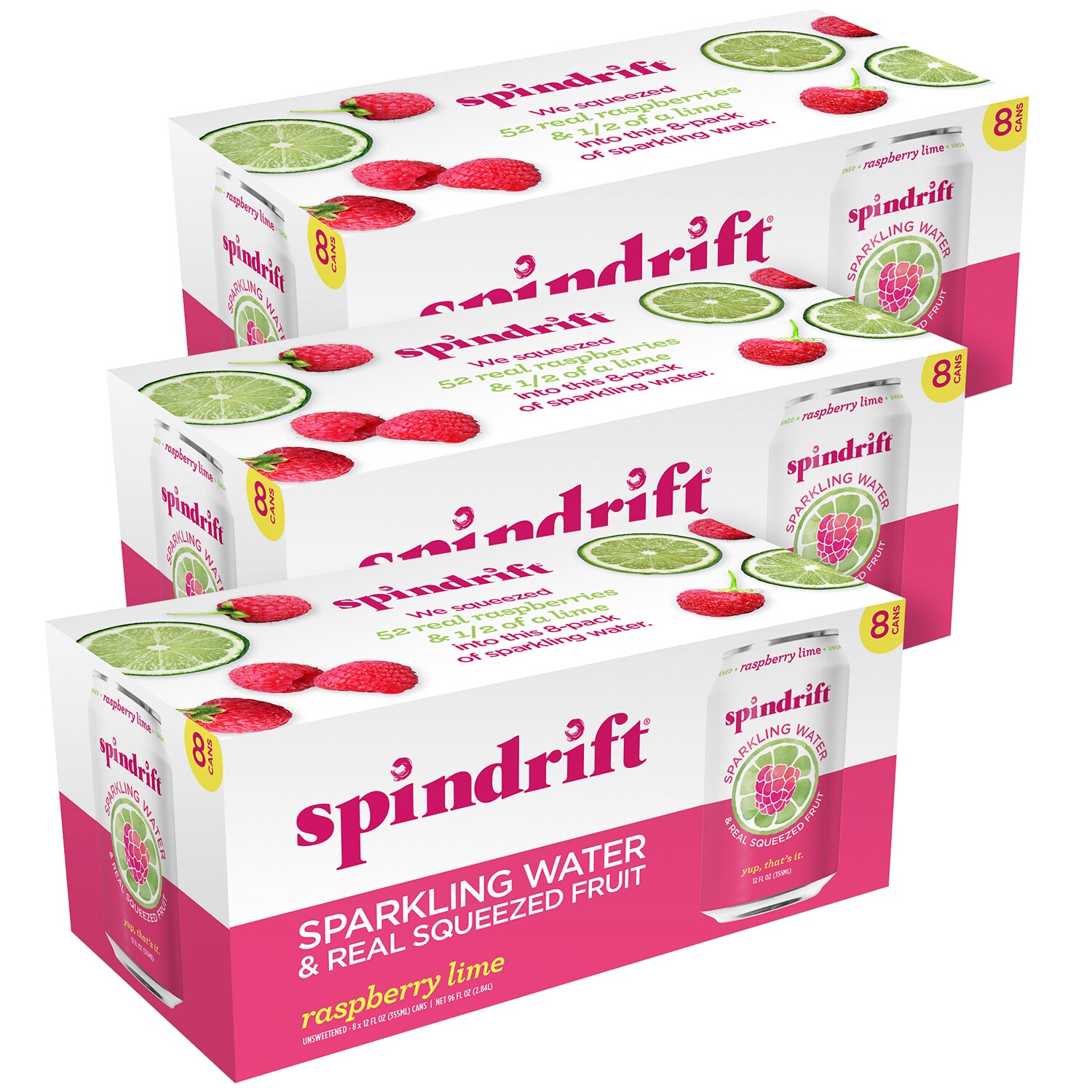Spindrift Sparkling Water, Raspberry Lime, Cans
