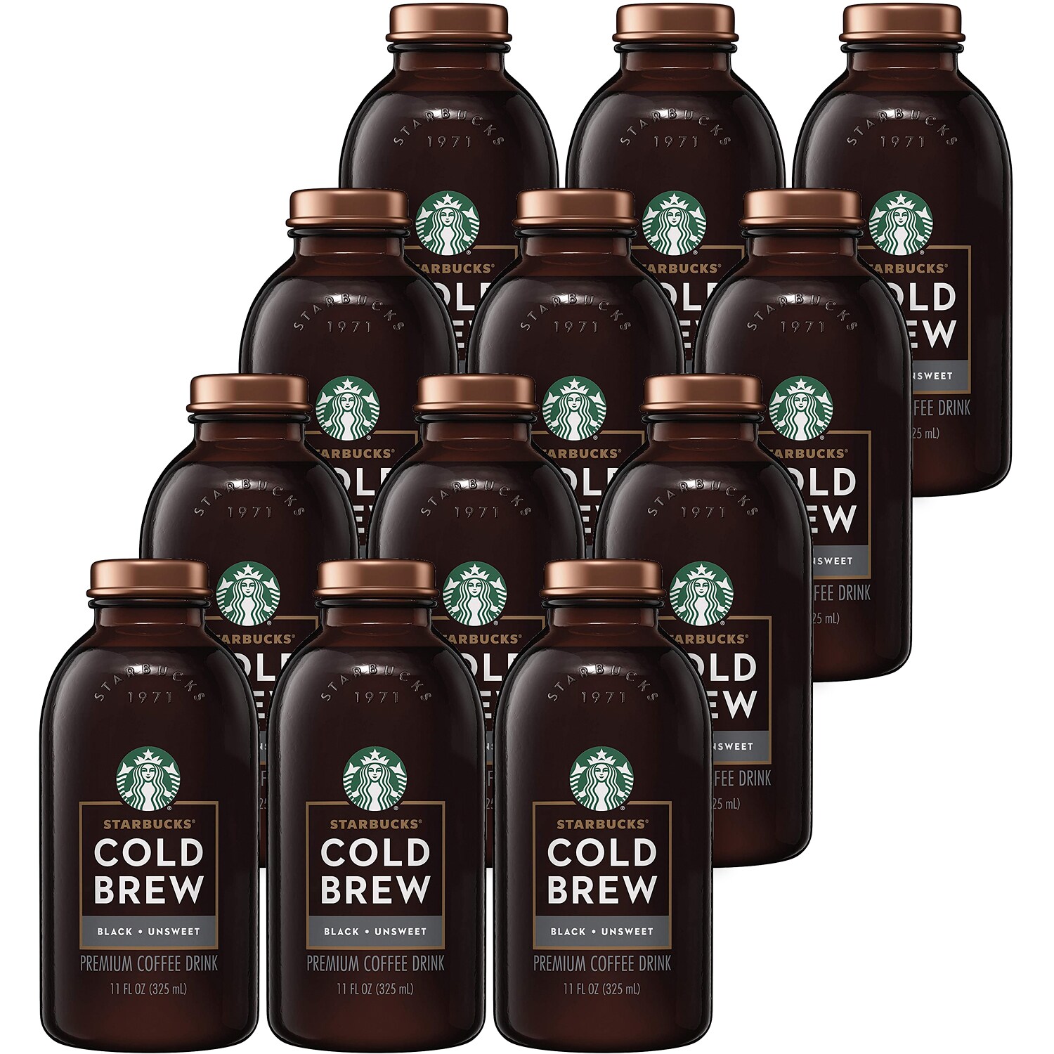 Starbucks Cold Brew Coffee, Unsweetened Black, Glass Bottles