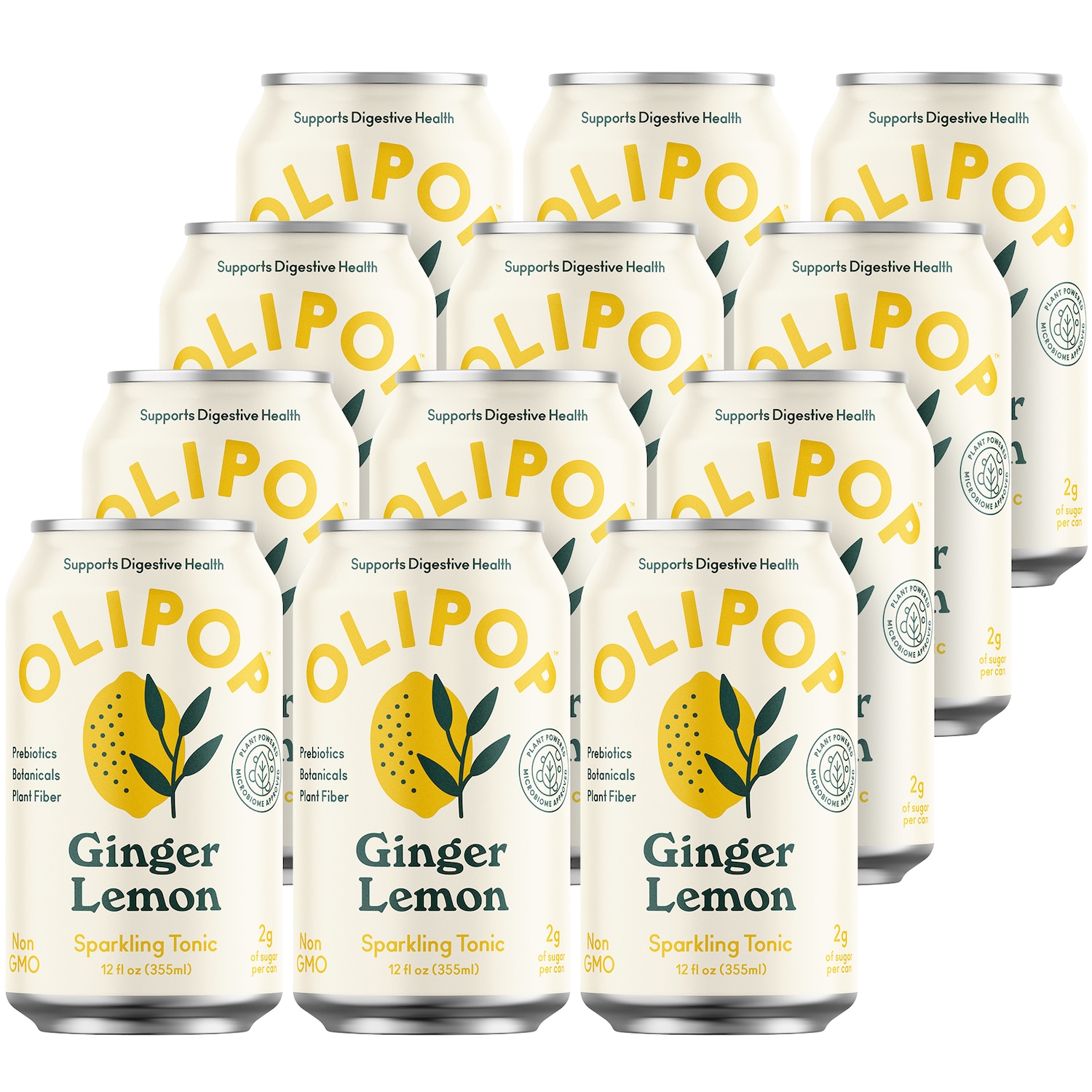 Olipop Sparkling Tonic, Ginger Lemon, Cans