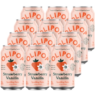 Olipop Sparkling Tonic, Strawberry Vanilla, Cans