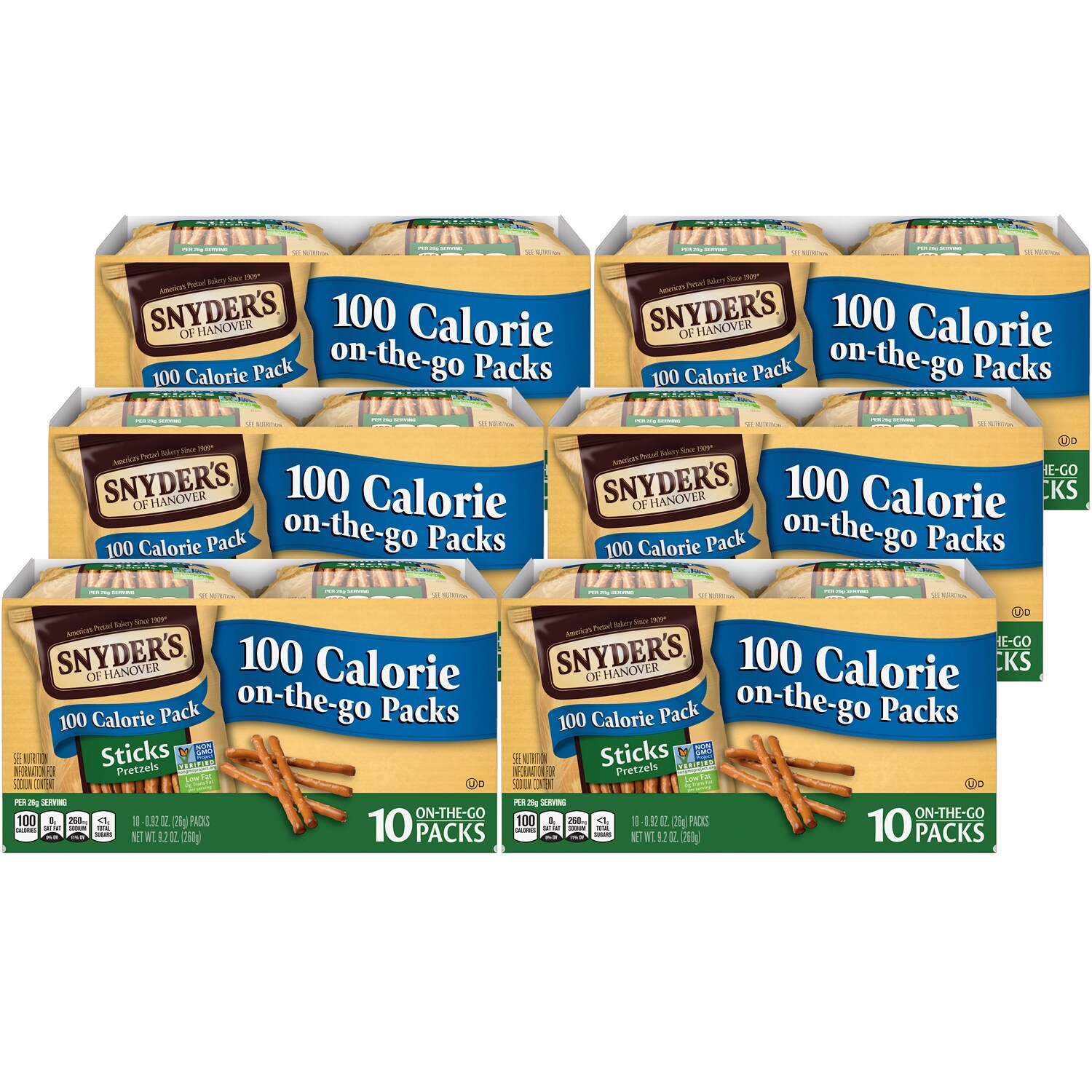Snyder's of Hanover 100-Calorie Pretzel Sticks Packs, Case