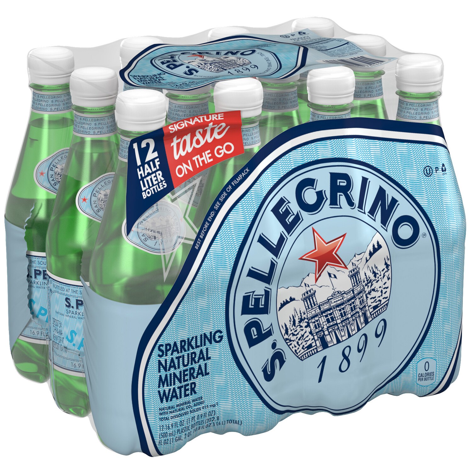 S.Pellegrino Sparkling Natural Mineral Water, Plastic Bottles
