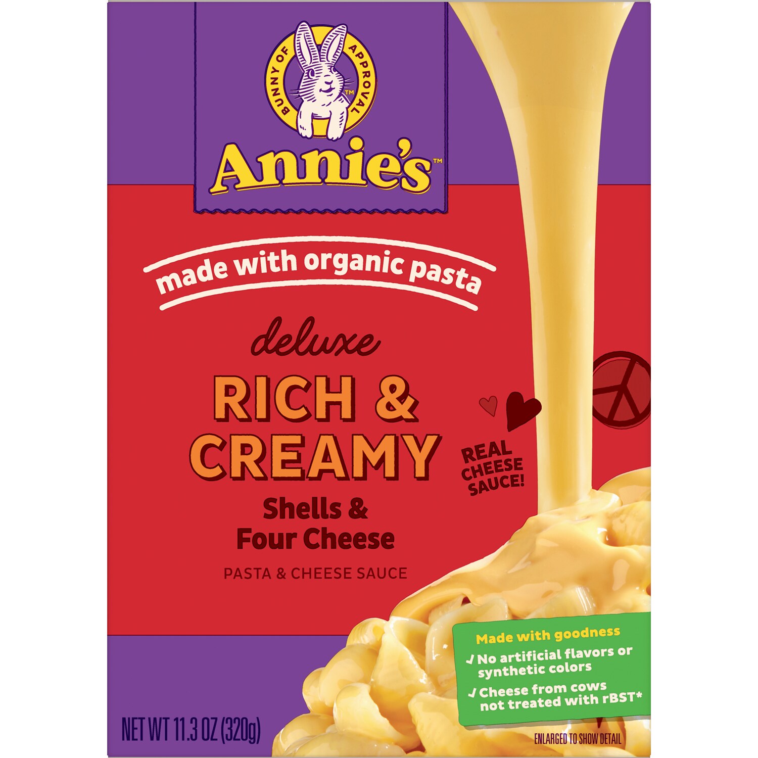 Annie's Rich & Creamy Deluxe Pasta & Cheese Sauce, Shells & Four Cheese