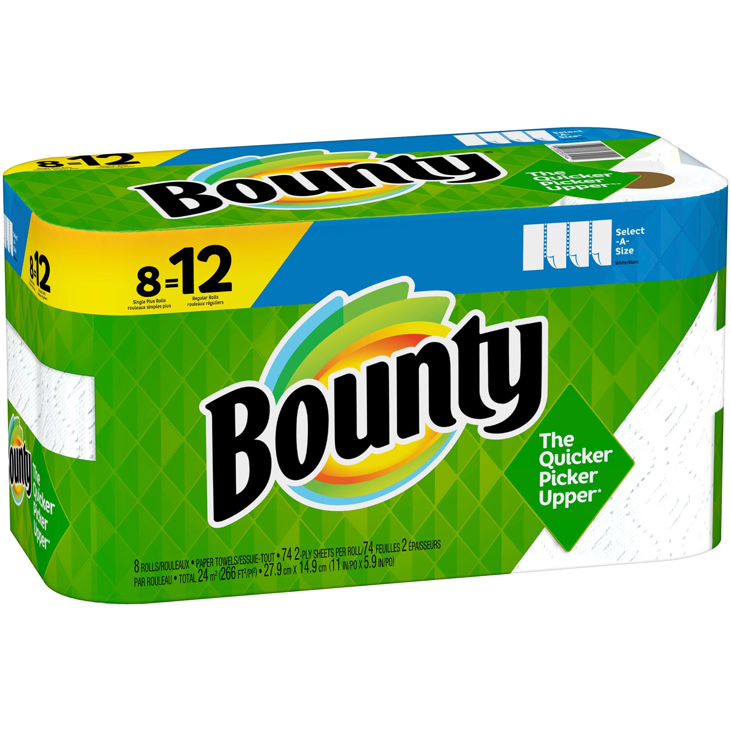 Bounty 2-Ply Singles Plus Paper Towels, Select-a-Size
