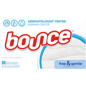 Bounce Fabric Softener Sheets, Free & Gentle