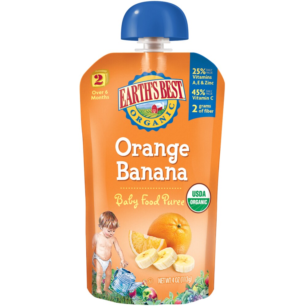 Earth's Best Stage 2 Organic Baby Food Purée, Orange and Banana 
