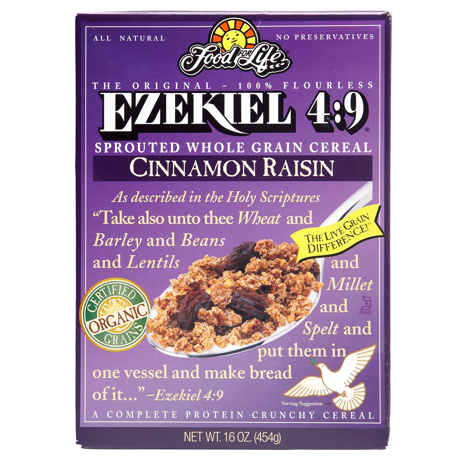 Food for Life Ezekiel 4:9 Organic Sprouted Whole Grain Cereal, Cinnamon Raisin