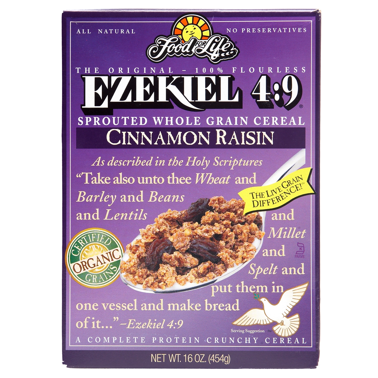 Food for Life Ezekiel 4:9 Organic Sprouted Whole Grain Cereal, Cinnamon Raisin