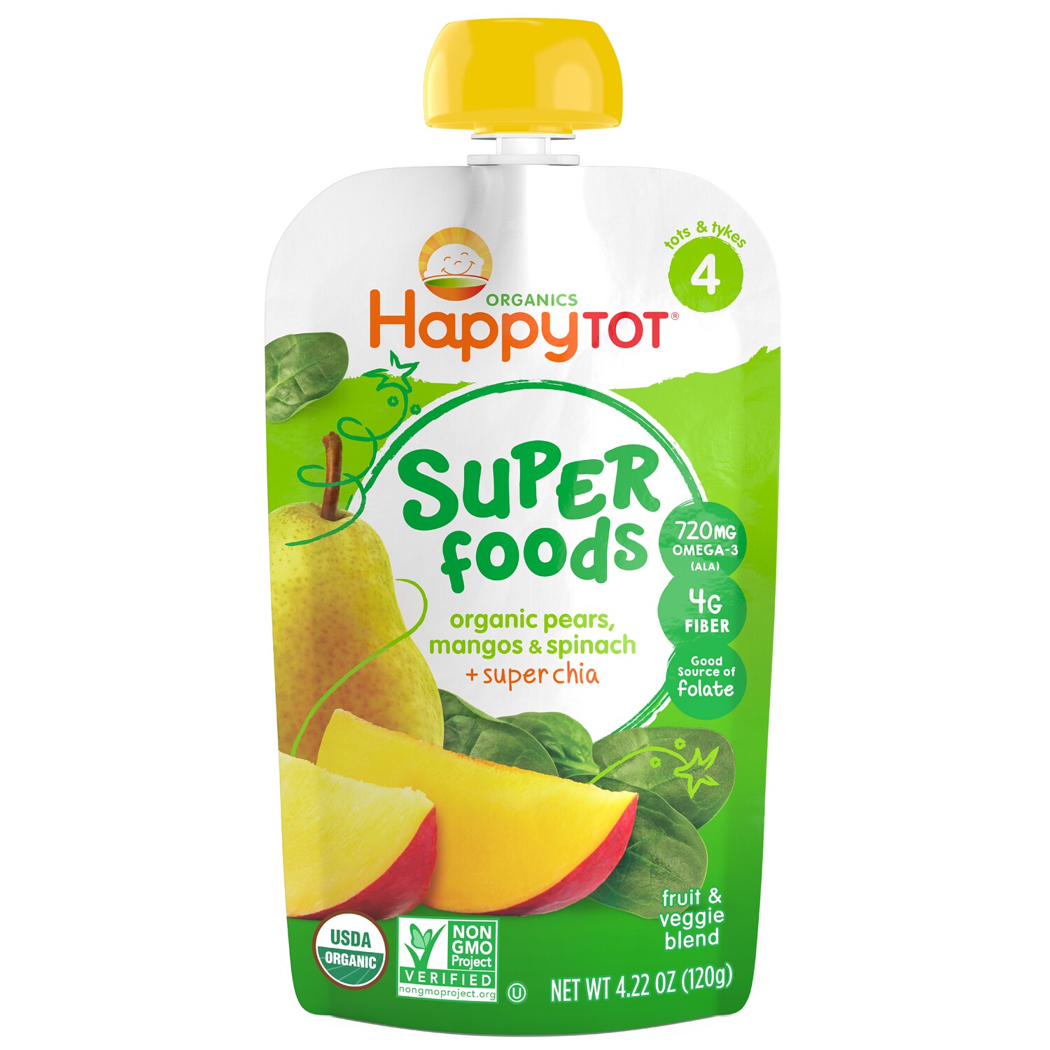 Happy Family Happy Tot Organic Super Foods Spinach, Mango, and Pear