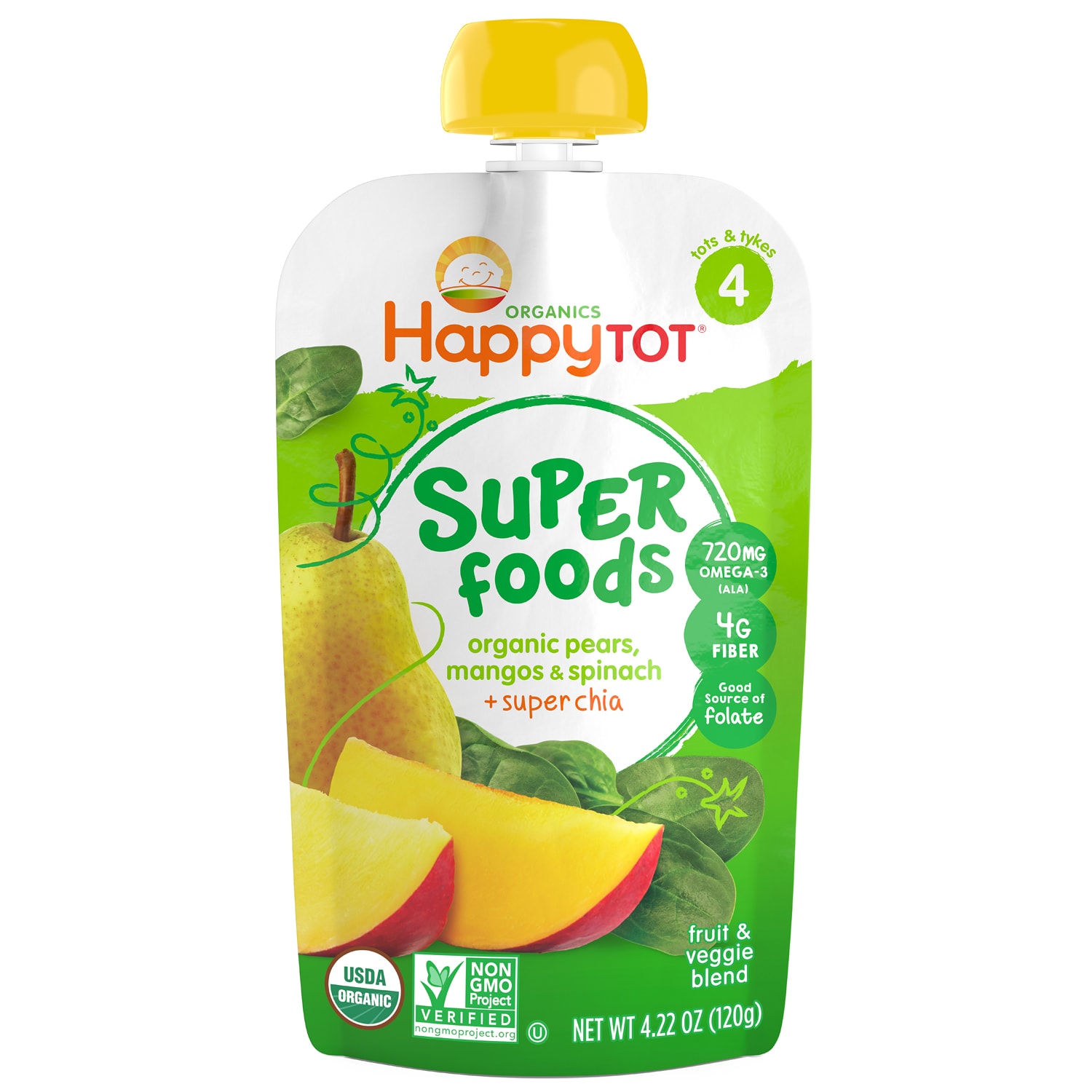Happy Family Happy Tot Organic Super Foods Spinach, Mango, and Pear