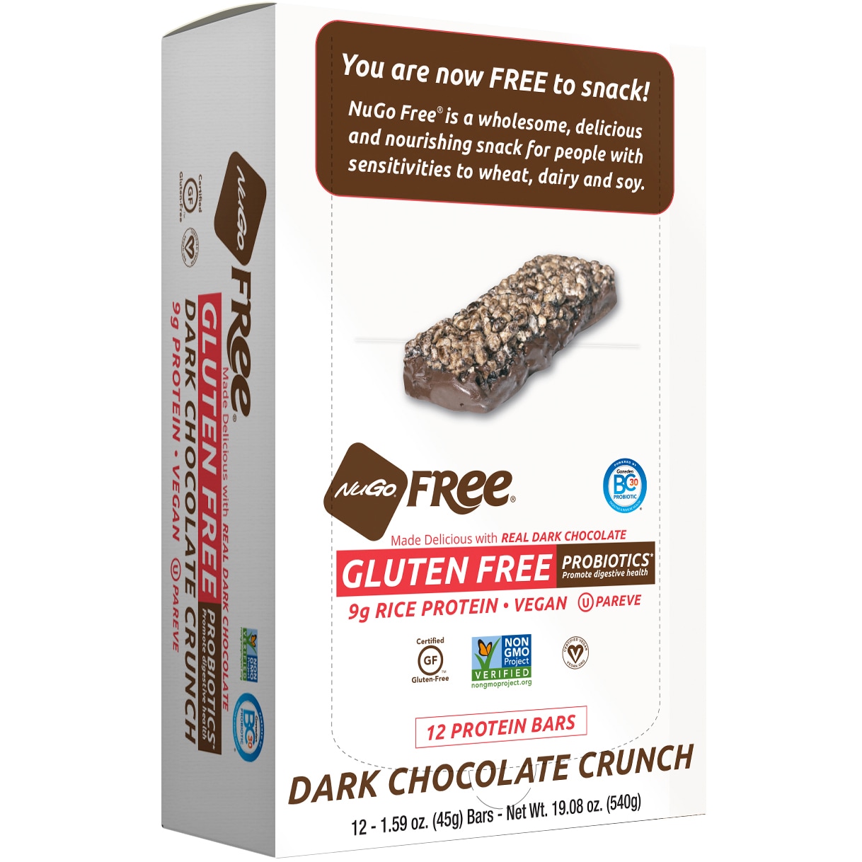 NuGo Free Bars, Gluten-Free Dark Chocolate Crunch