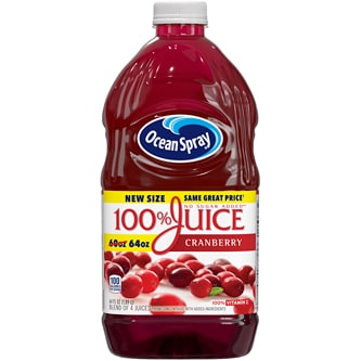 Ocean Spray 100% Juice No Sugar Added Cranberry Flavored Blend, Plastic Bottle