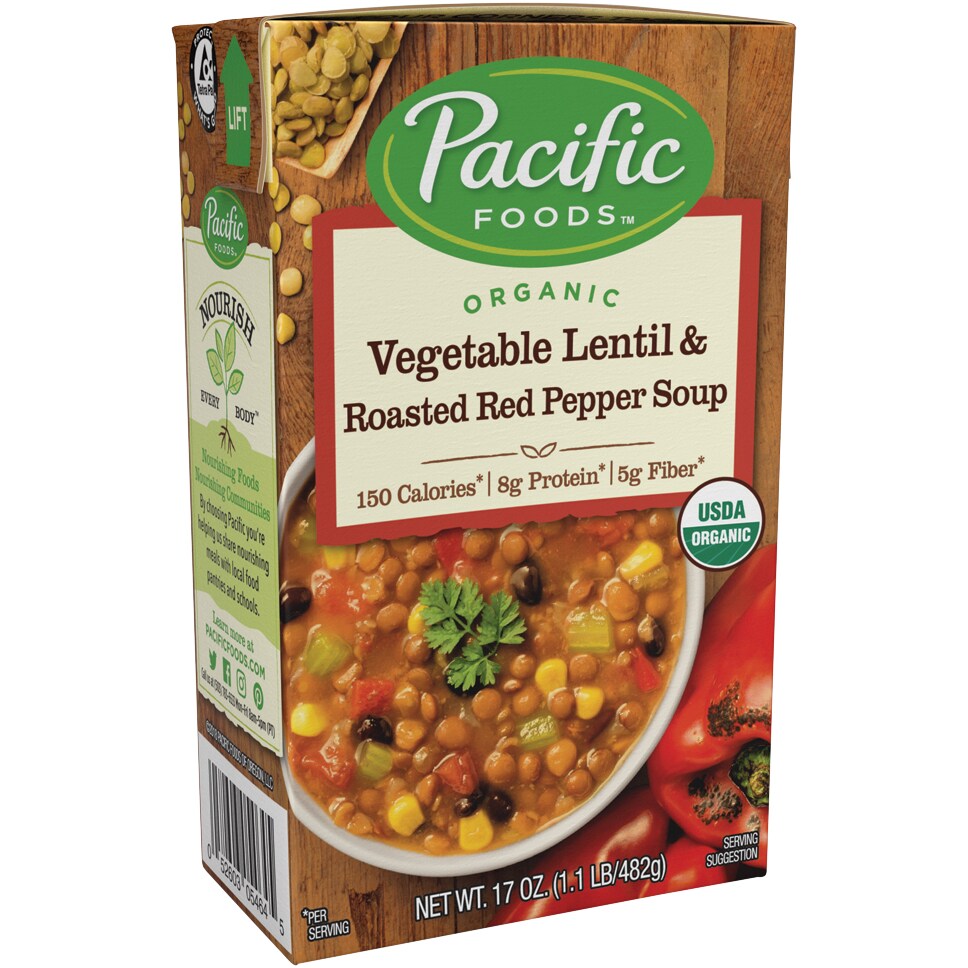 Pacific Organic Soup, Vegetable Lentil & Roasted Red Pepper