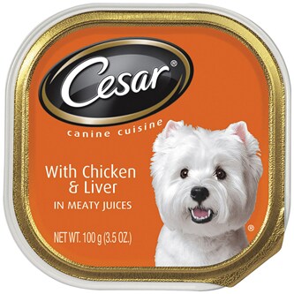 Cesar Canine Cuisine Wet Dog Food with Chicken And Liver in Meaty Juices