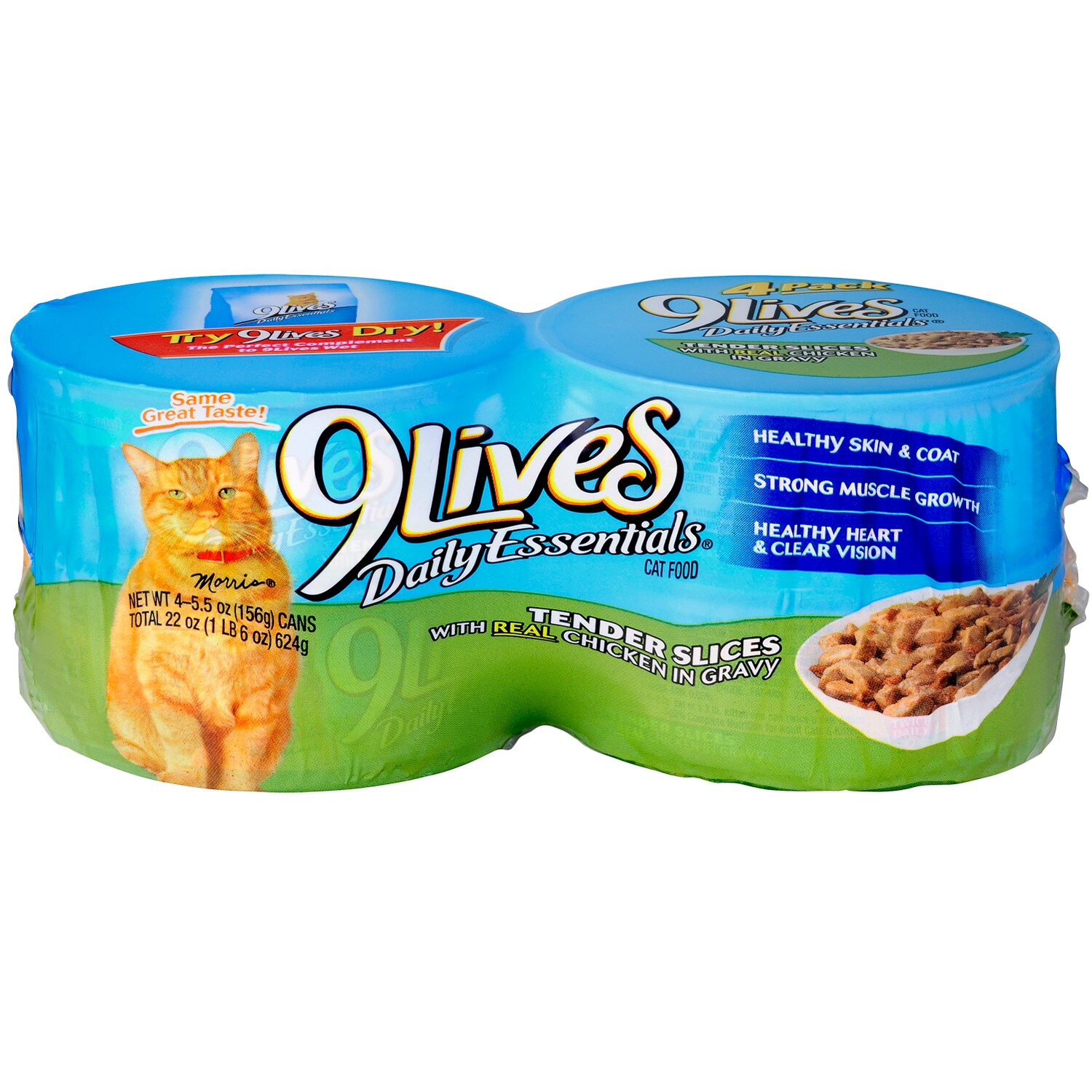 9Lives Wet Cat Food, Tender Slices with Real Chicken in Gravy