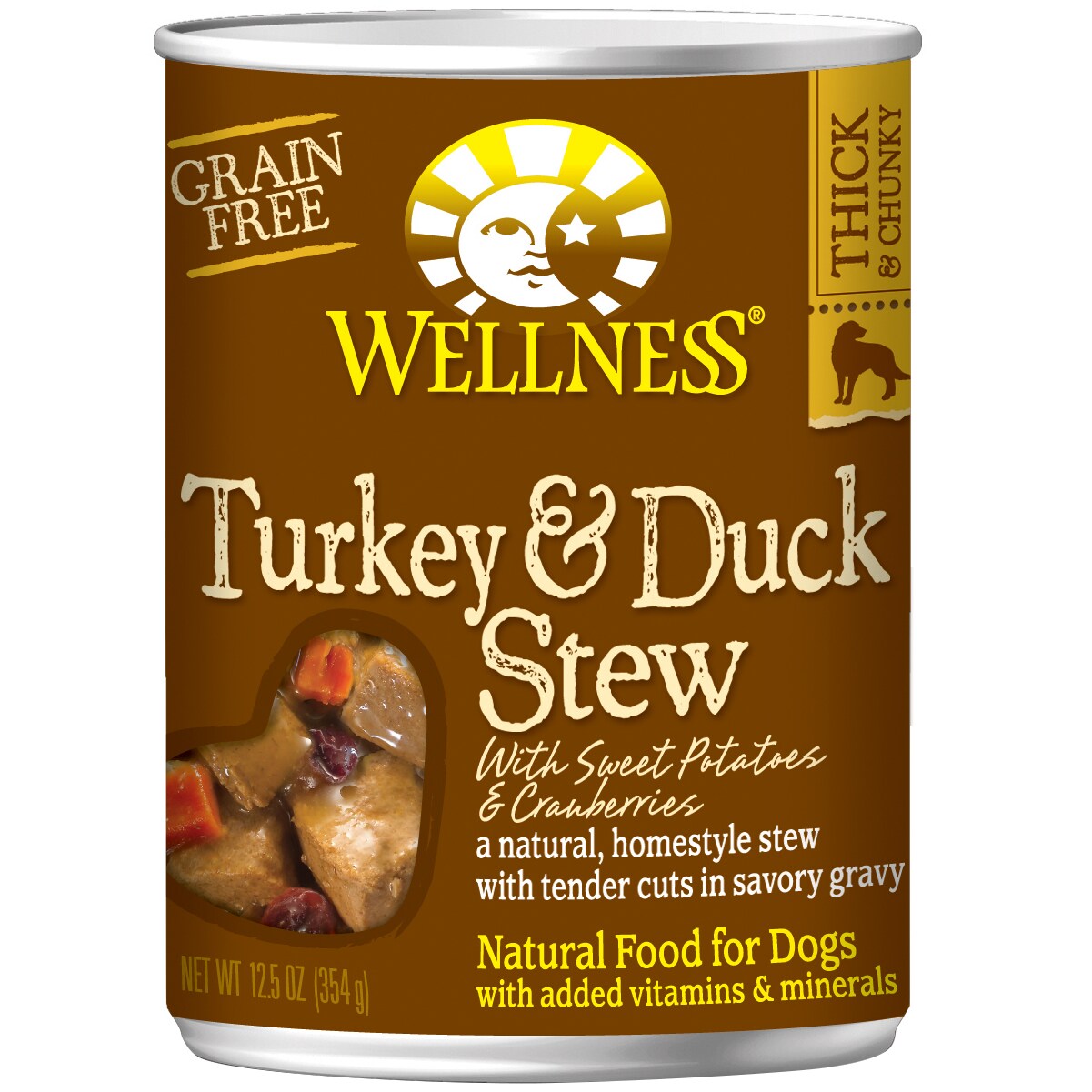 Wellness Natural Wet Dog Food, Turkey and Duck Stew with Sweet Potatoes and Cranberries