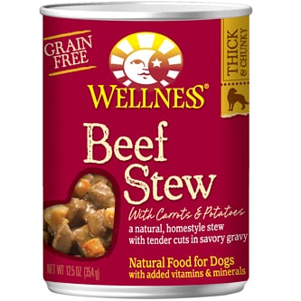 Wellness Natural Wet Dog Food, Beef Stew with Carrots and Potatoes
