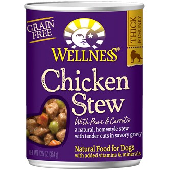 Wellness Natural Wet Dog Food, Chicken Stew with Peas and Carrots