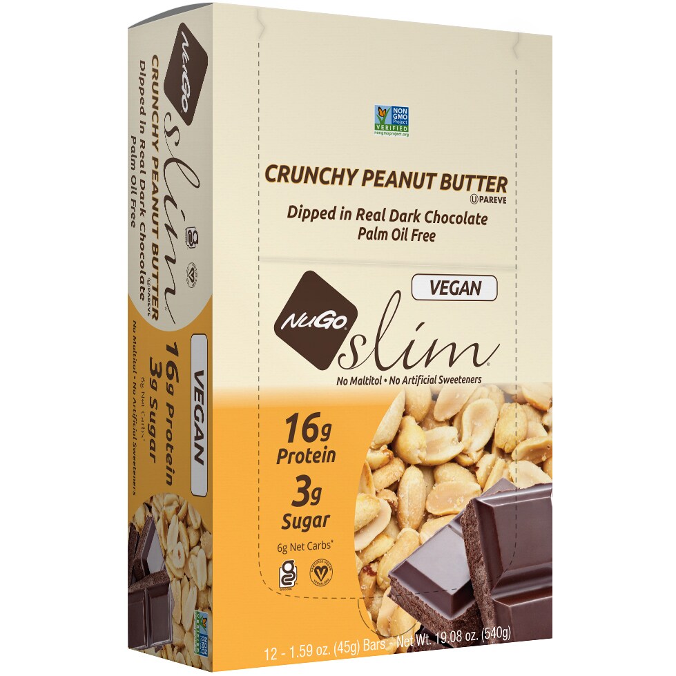 NuGo Slim Bars, Gluten-Free Vegan Crunchy Peanut Butter