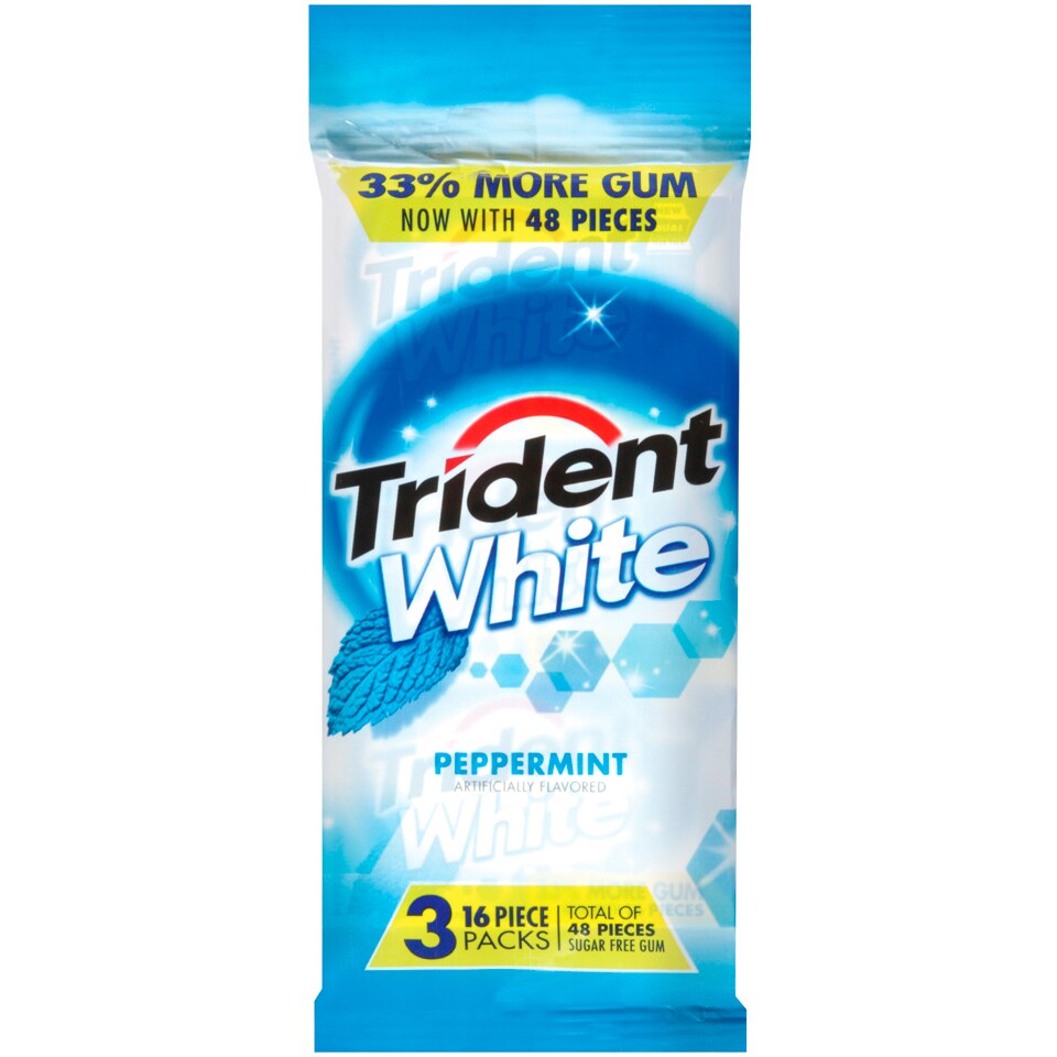 Trident White Sugar Free Gum, Peppermint
