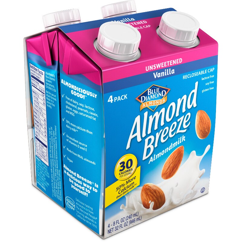 Blue Diamond Almond Breeze Almond Milk, Unsweetened Vanilla, Boxes