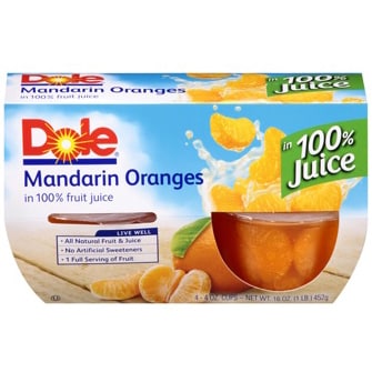Dole Fruit Bowls, Mandarin Oranges in 100% Fruit Juice
