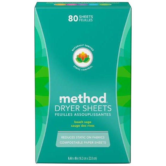 Method 100% Compostable Dryer Sheets, Beach Sage