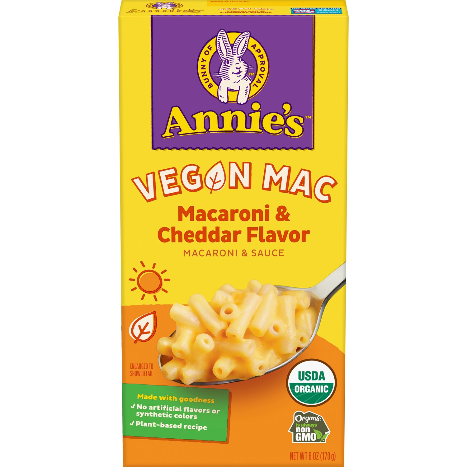 Annie's Organic Vegan Macaroni & Cheese, Cheddar Flavor