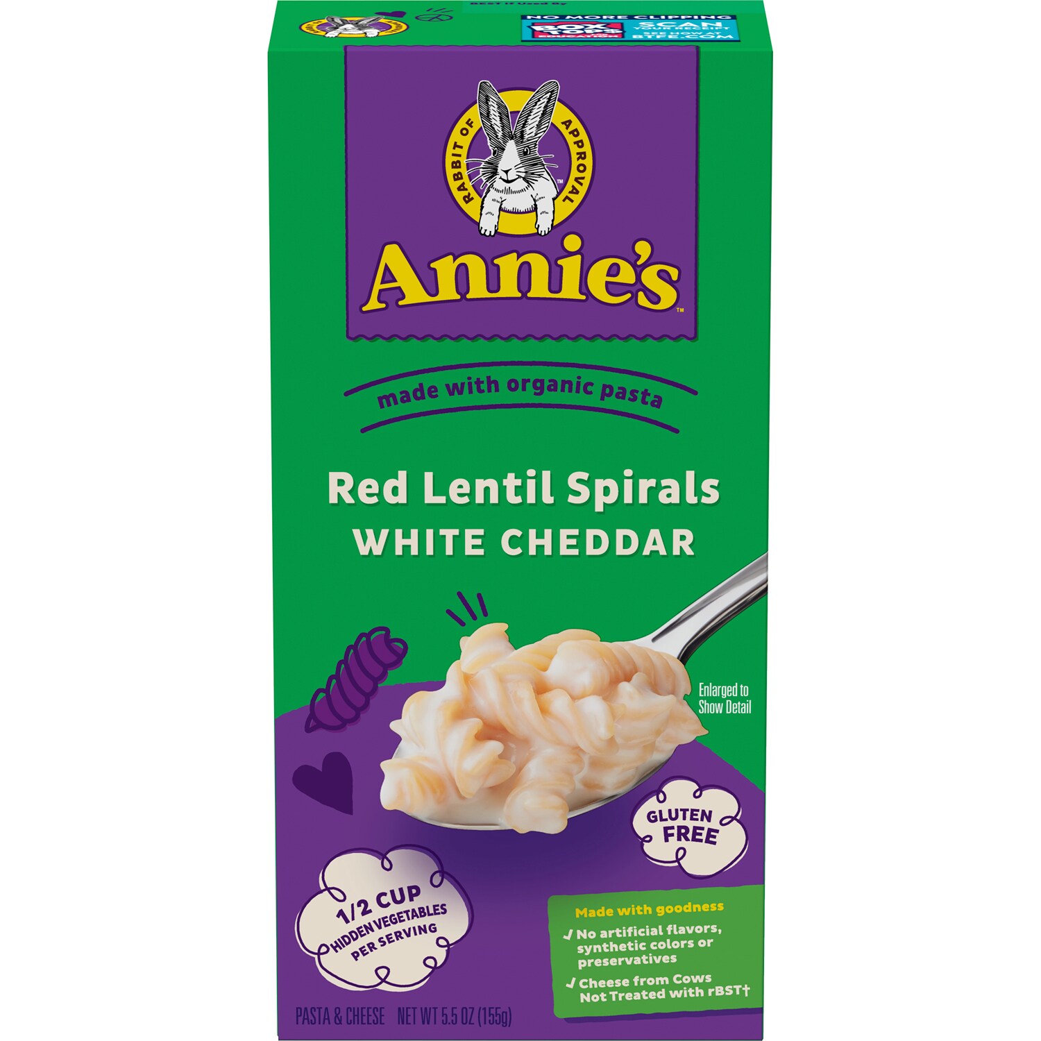 Annie's Gluten Free Red Lentil Spirals, White Cheddar