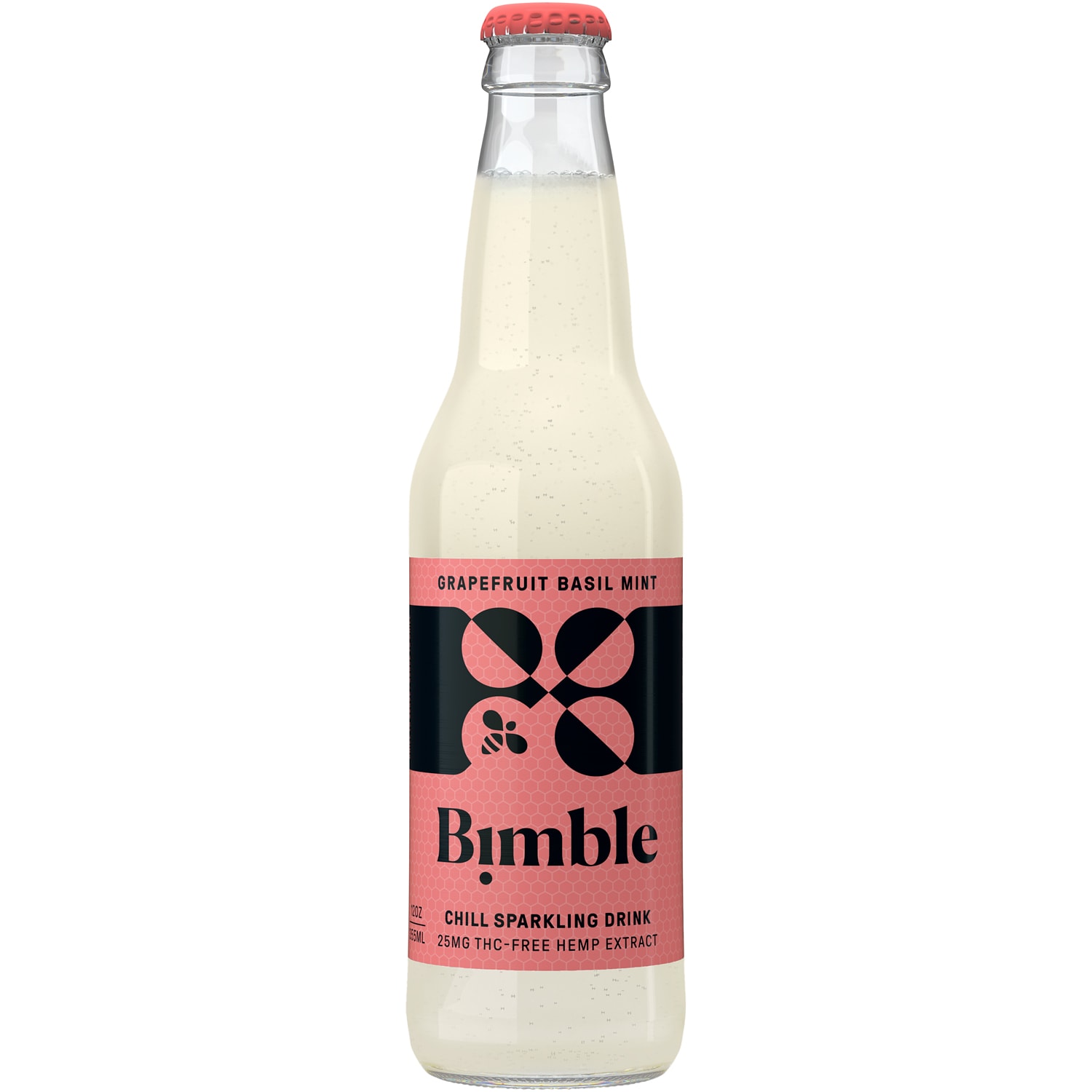 Bimble Sparkling Hemp Drink, Grapefruit Basil Mint, Glass Bottle