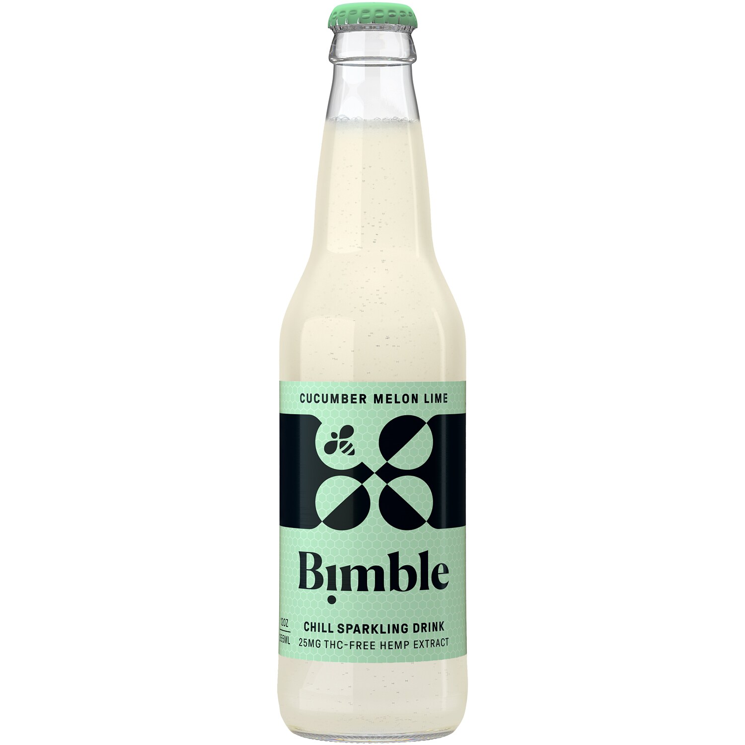 Bimble Sparkling Hemp Drink, Cucumber Melon Lime, Glass Bottle