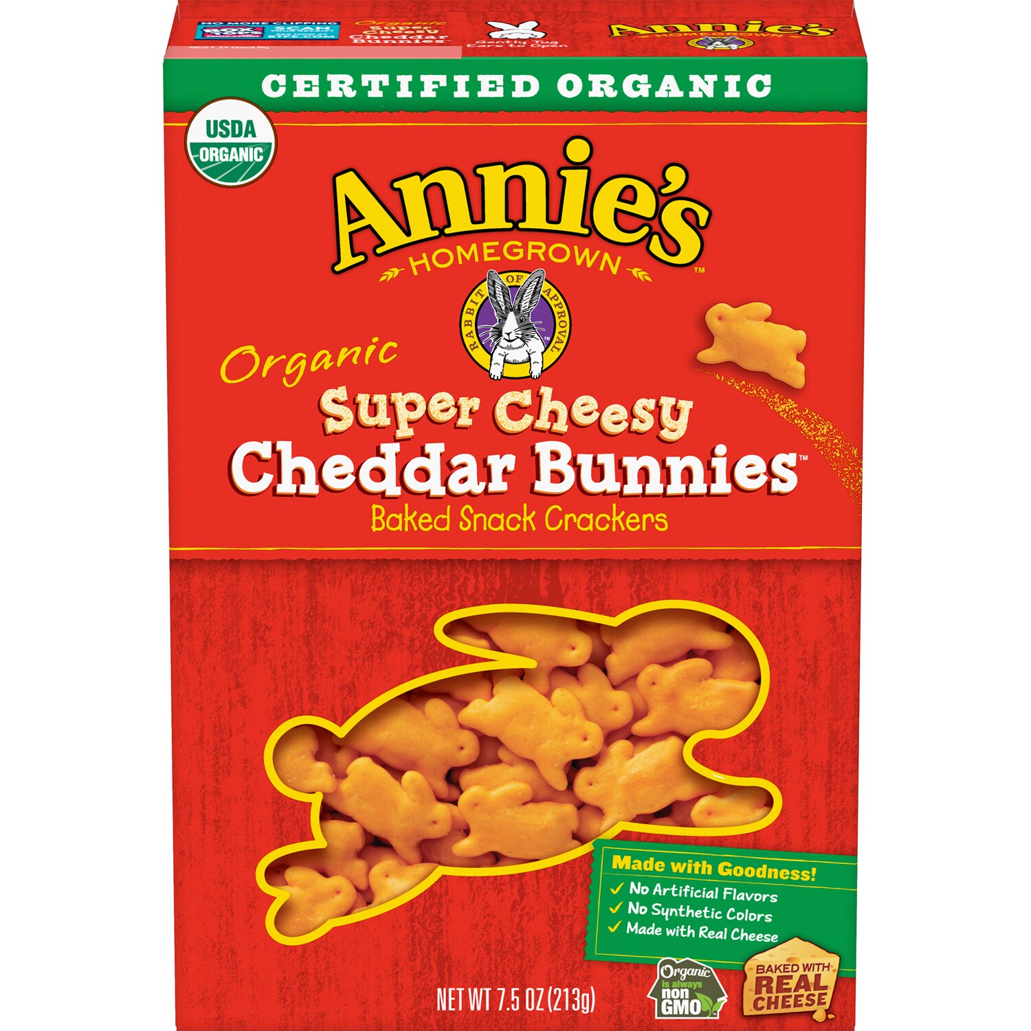 Annie's Organic Baked Snack Crackers, Super Cheesy Cheddar Bunnies