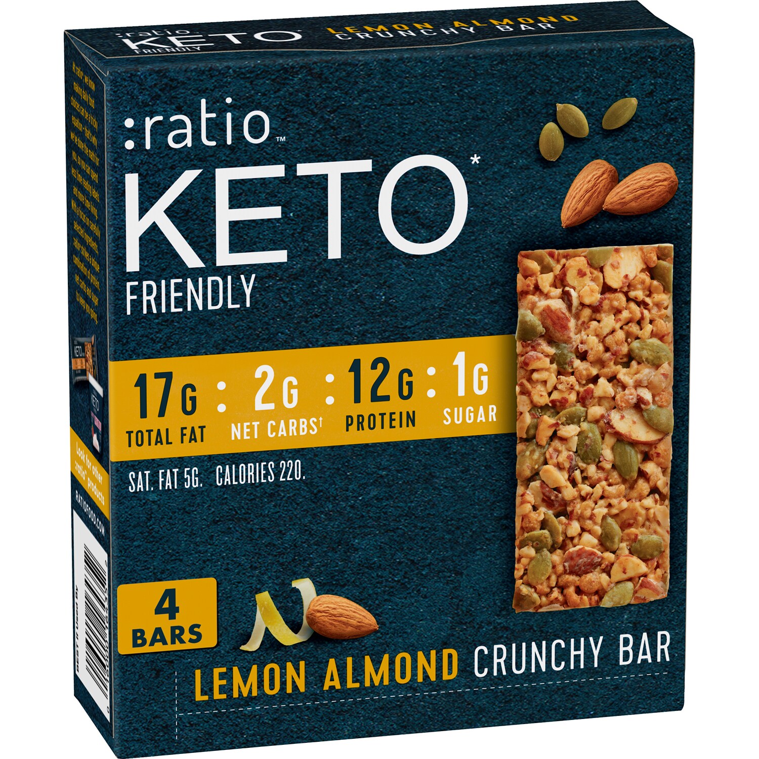 Ratio Keto Friendly Crunchy Bars, Lemon Almond