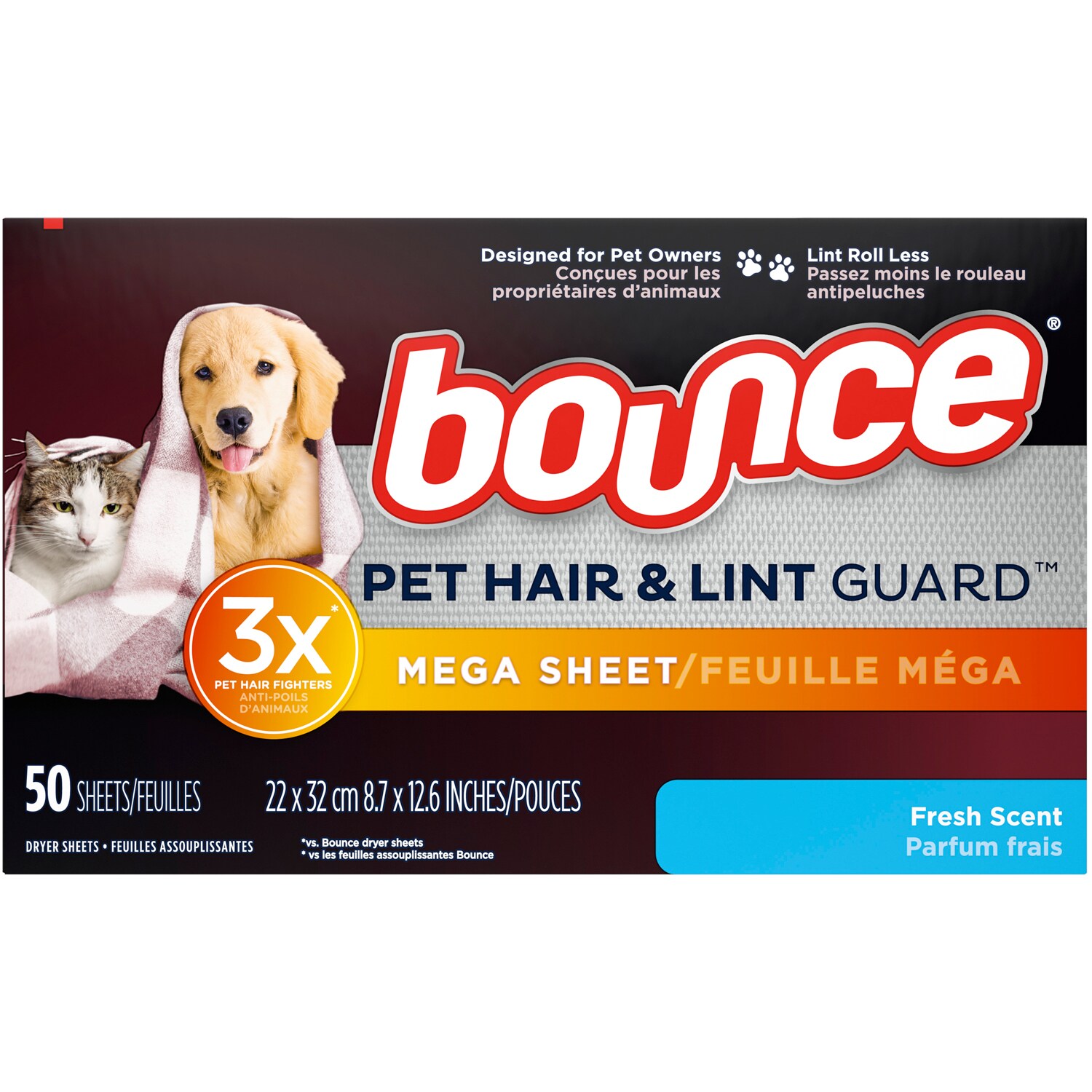 Bounce Pet Hair & Lint Guard Dryer Sheets, Fresh Scent