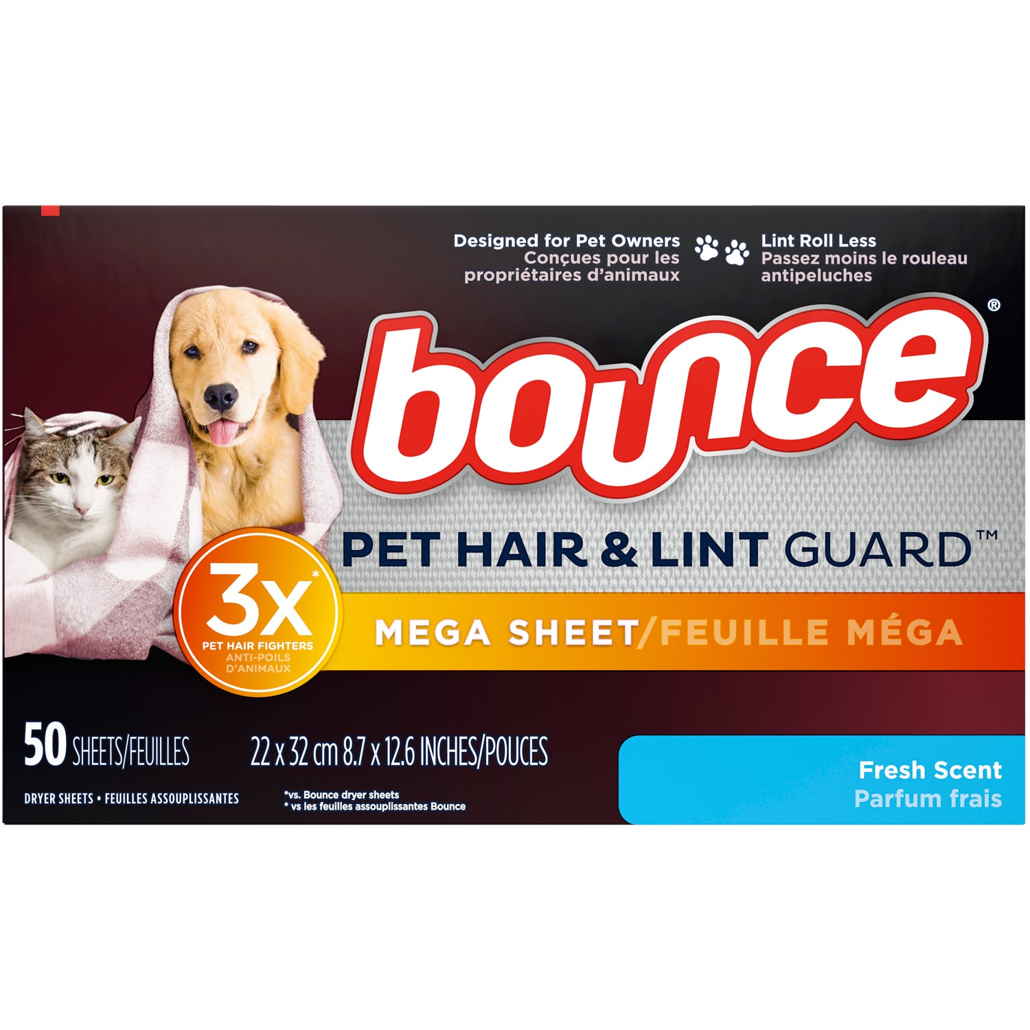 Bounce Pet Hair & Lint Guard Dryer Sheets, Fresh Scent